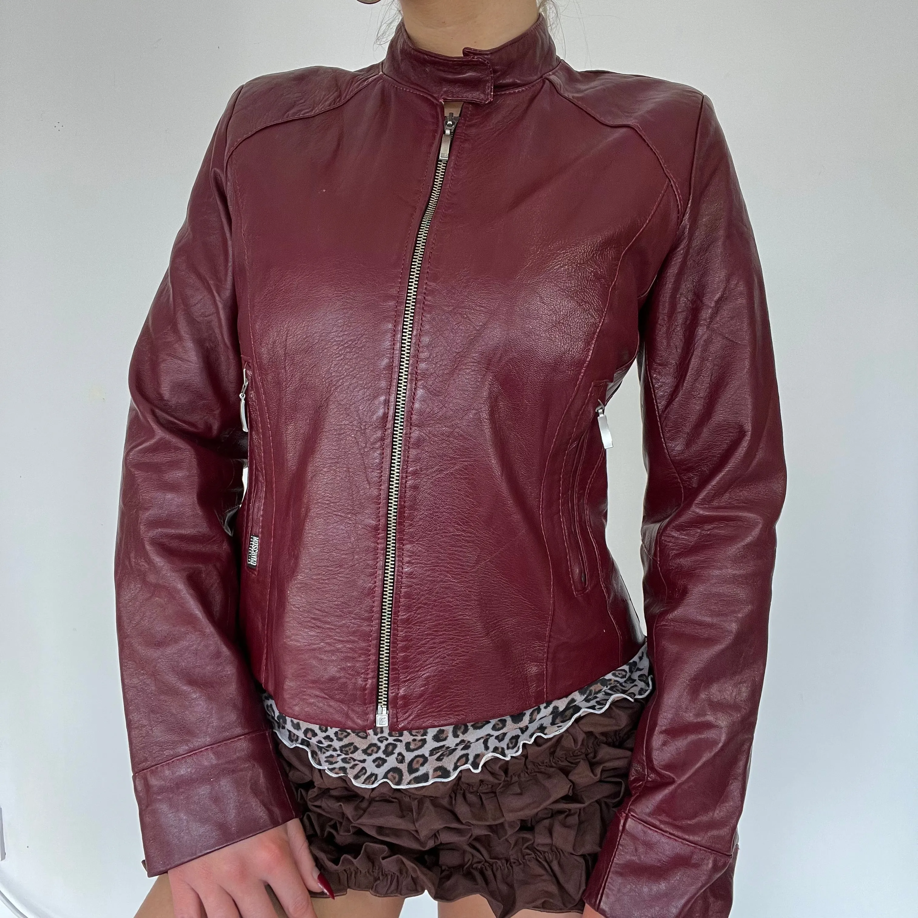 90s burgundy leather - Size S/M