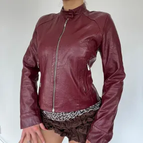 90s burgundy leather - Size S/M