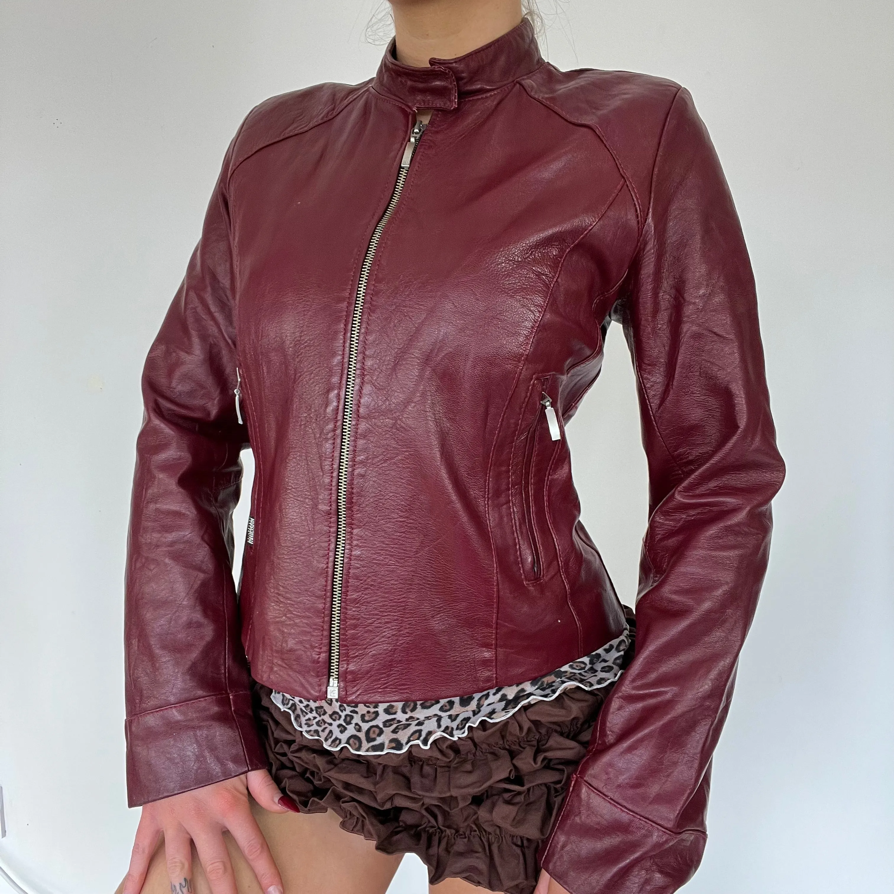 90s burgundy leather - Size S/M