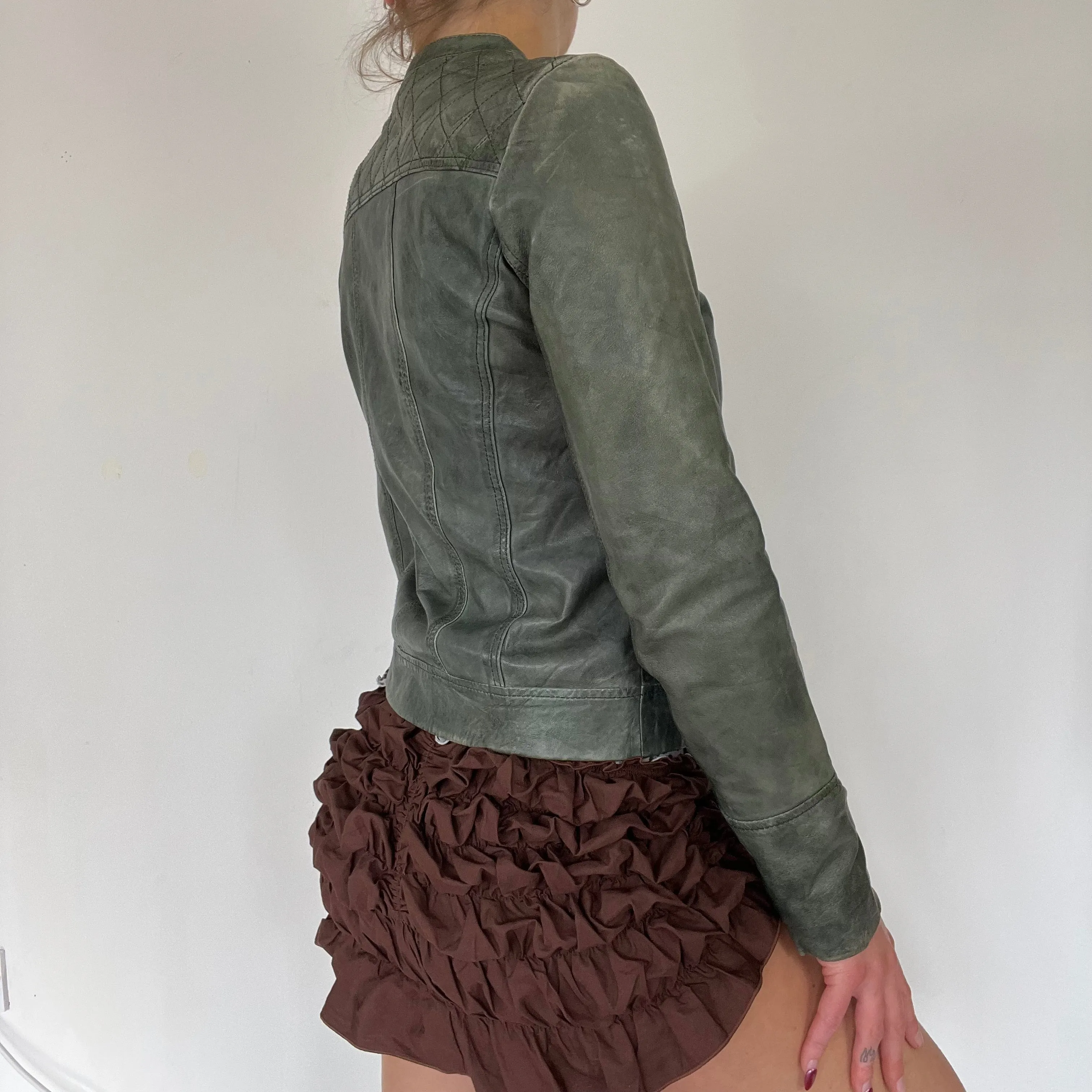 90s moto real leather jacket - Size S
