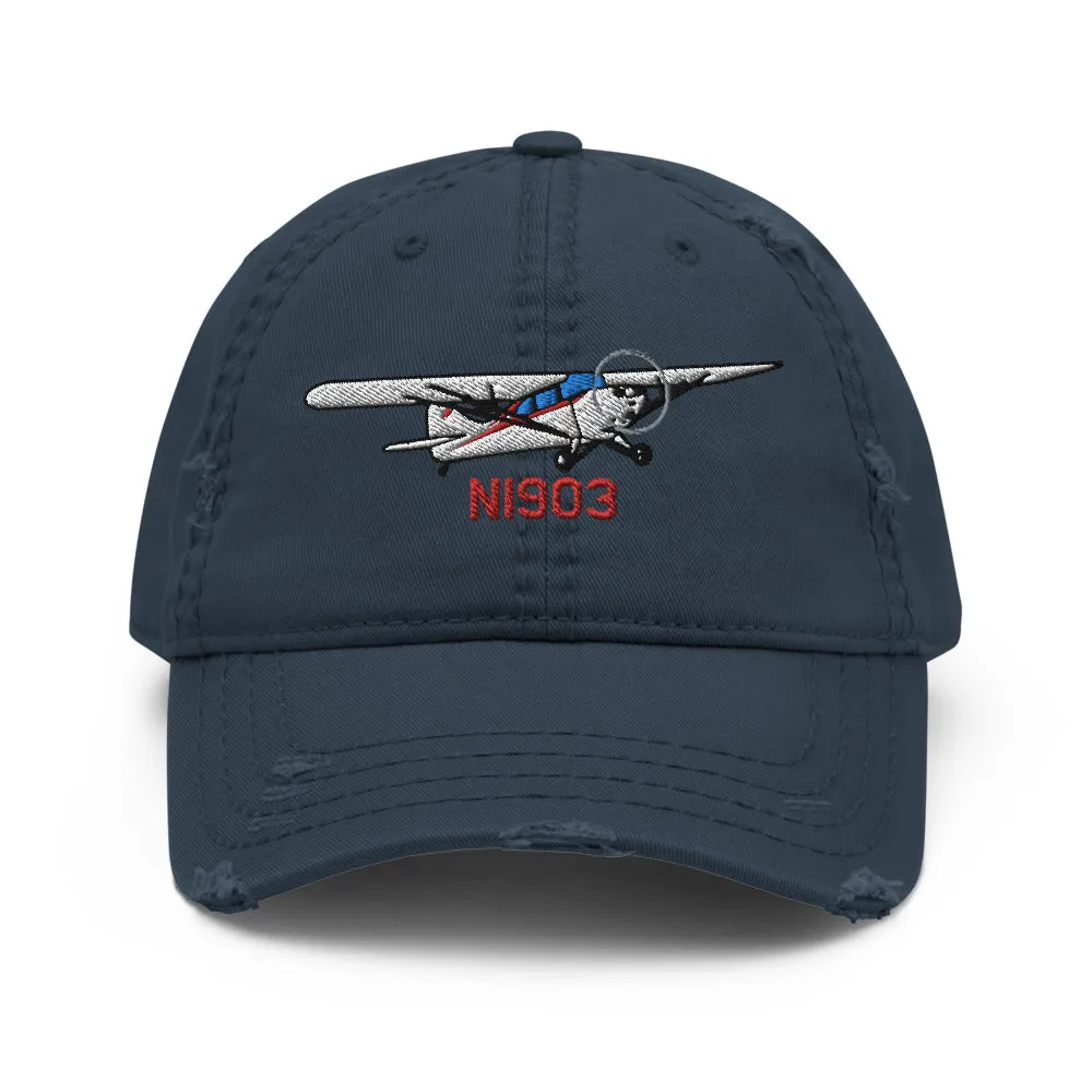 Aeronca Chief Airplane Embroidered Distressed Hat AIRJ5I38911AC-R1 - Add your N#