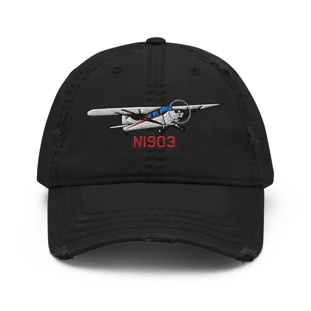 Aeronca Chief Airplane Embroidered Distressed Hat AIRJ5I38911AC-R1 - Add your N#