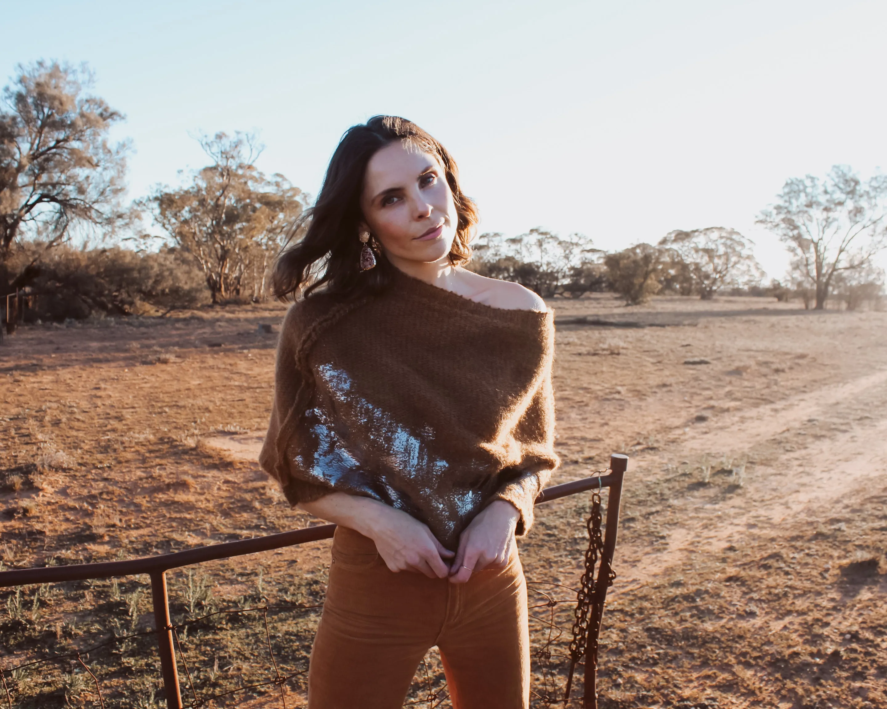 Alpaca capelet / shrug with foil hand print detail