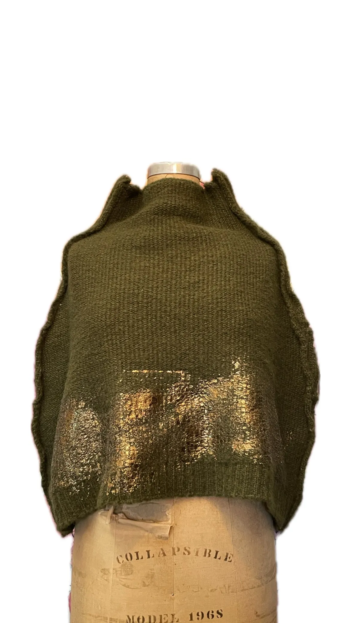 Alpaca capelet / shrug with foil hand print detail