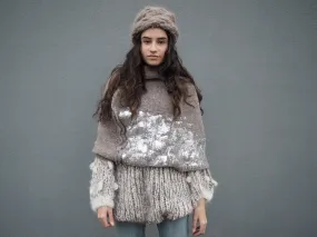 Alpaca capelet / shrug with foil print detail