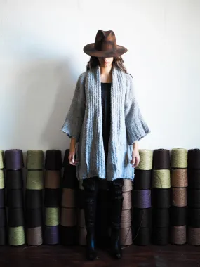 Alpaca kimono ribbed cardigan - Pink Marle