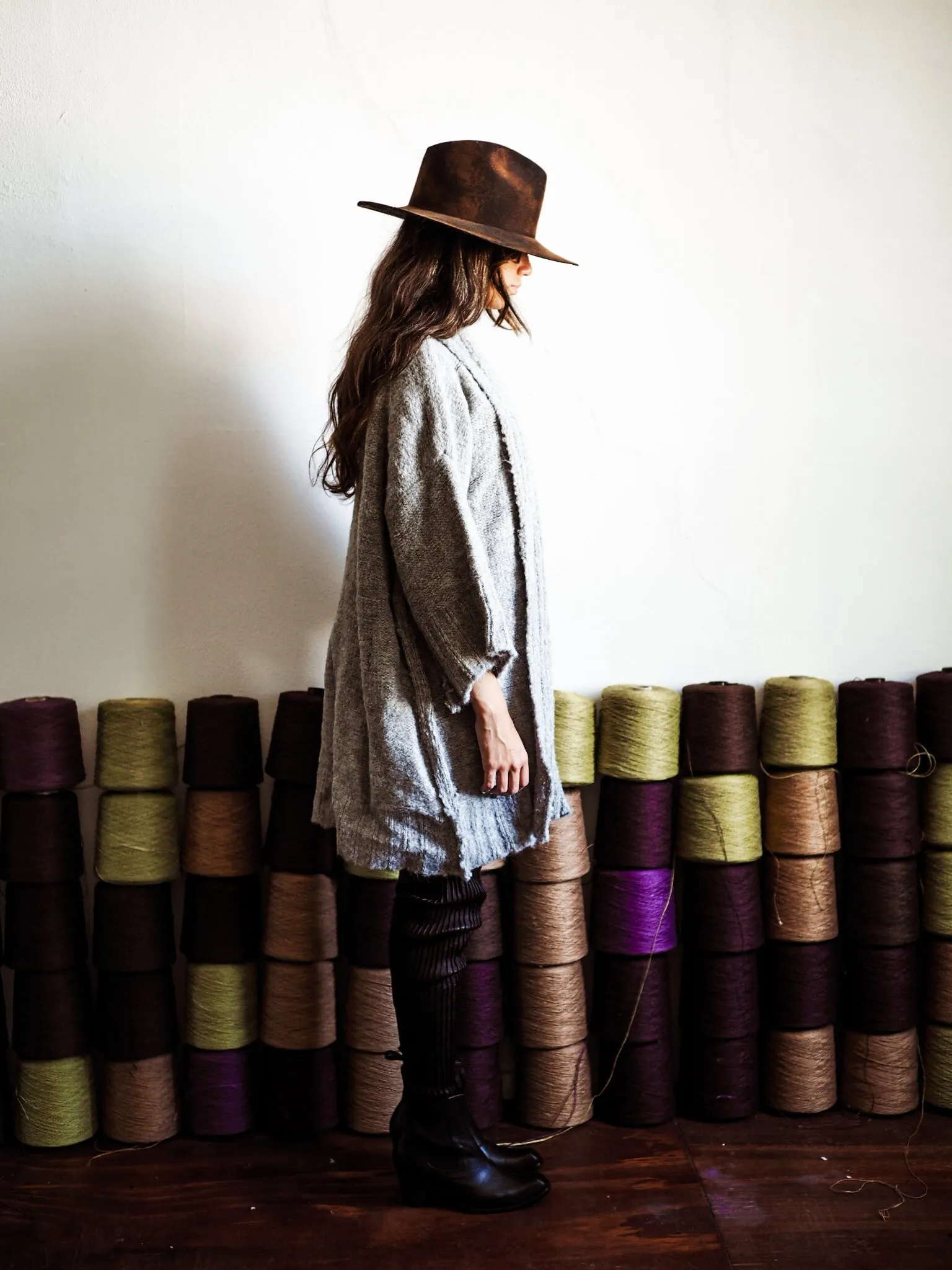 Alpaca kimono ribbed cardigan - Silver