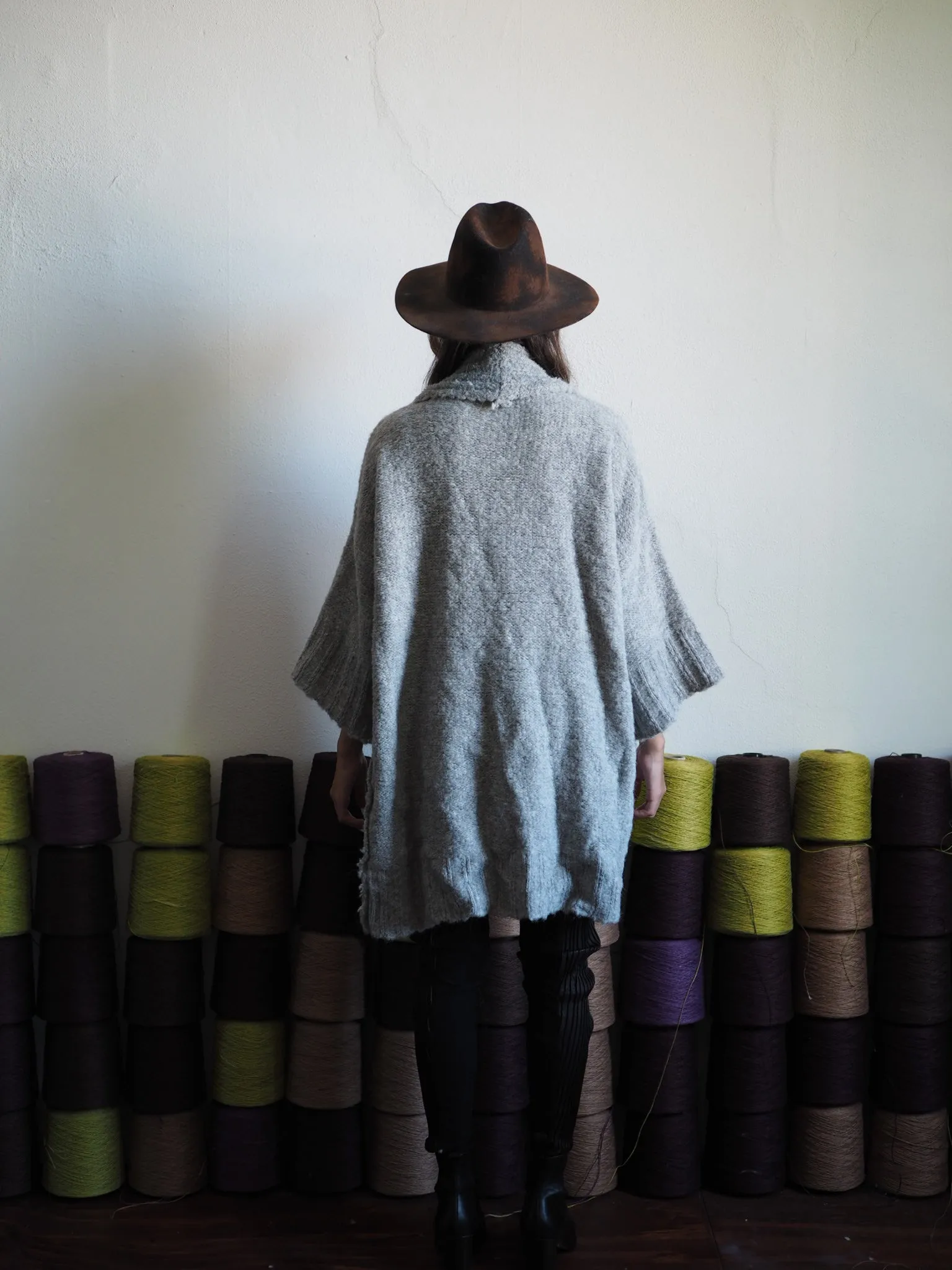 Alpaca kimono ribbed cardigan - Silver
