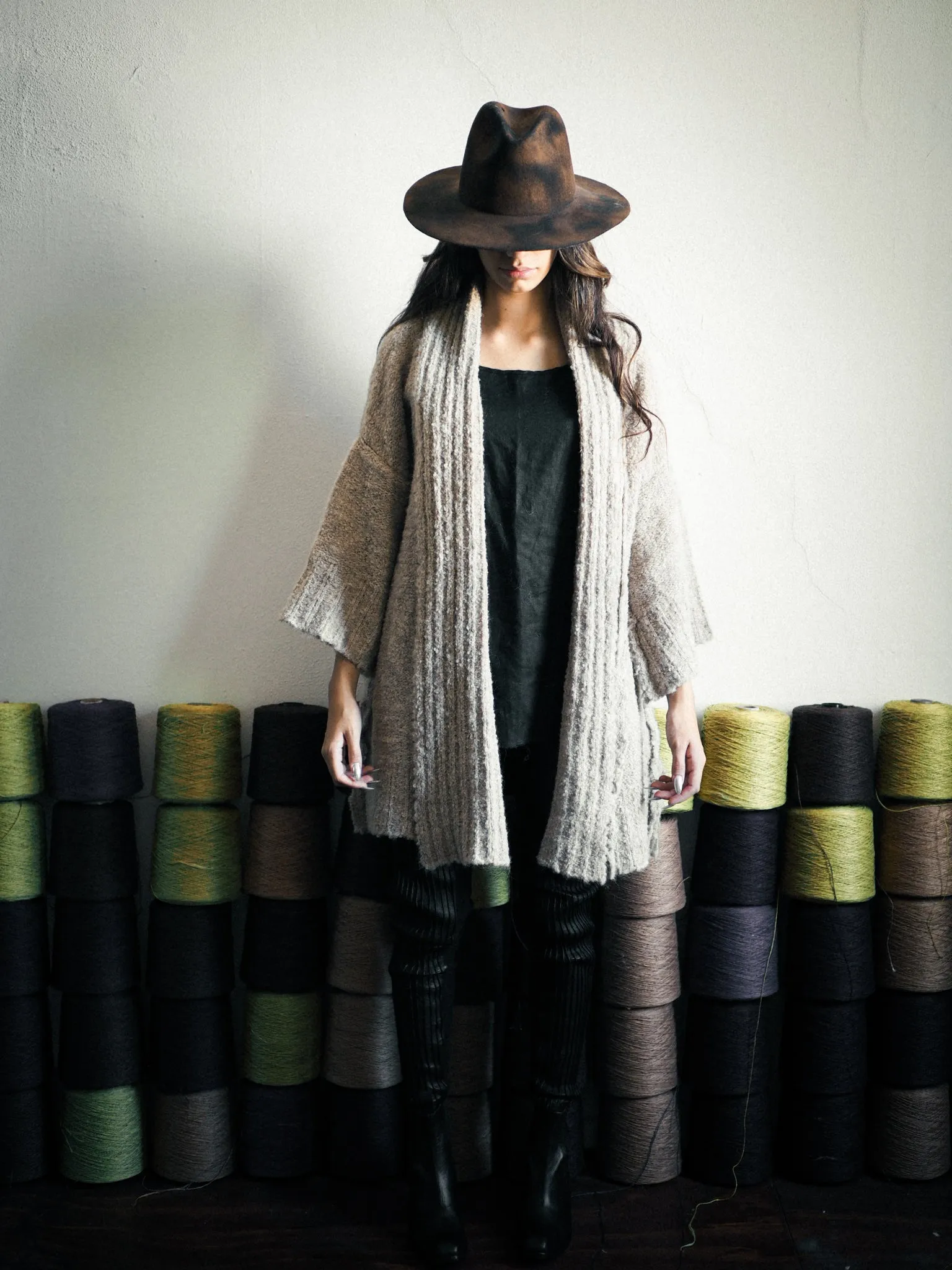 Alpaca kimono ribbed cardigan - Silver