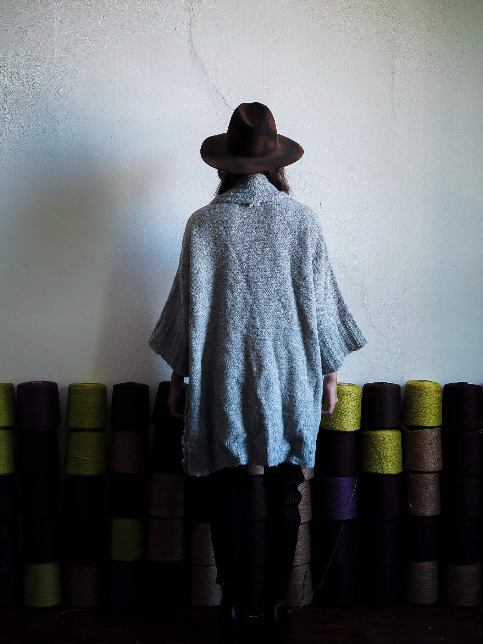 Alpaca kimono ribbed cardigan - Silver
