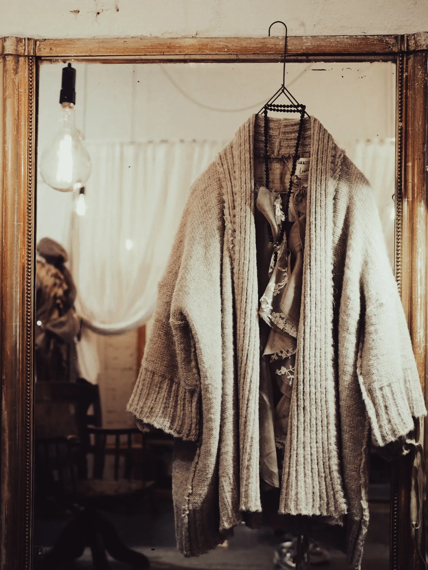 Alpaca kimono ribbed cardigan - Silver