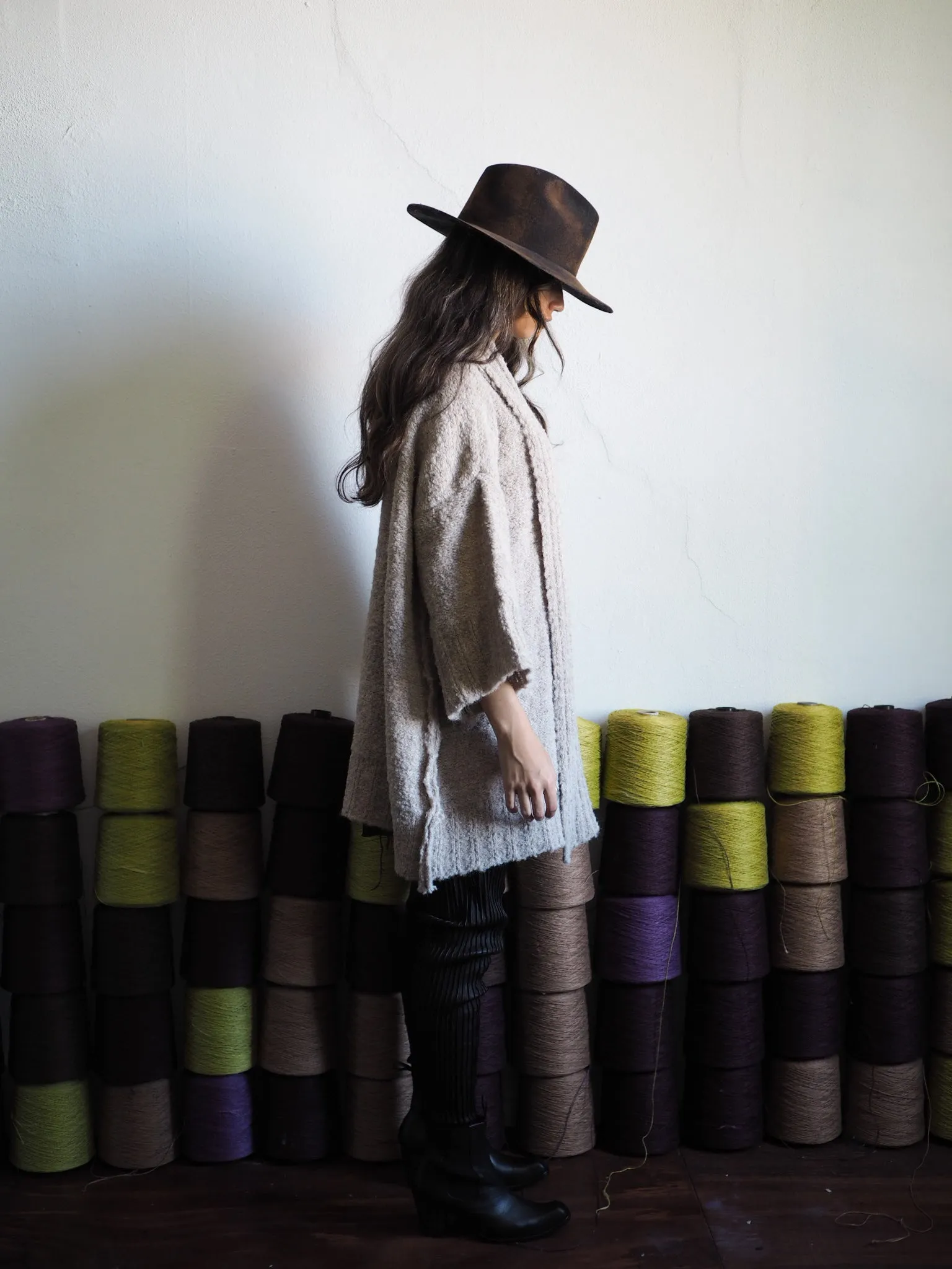 Alpaca kimono ribbed cardigan - Silver