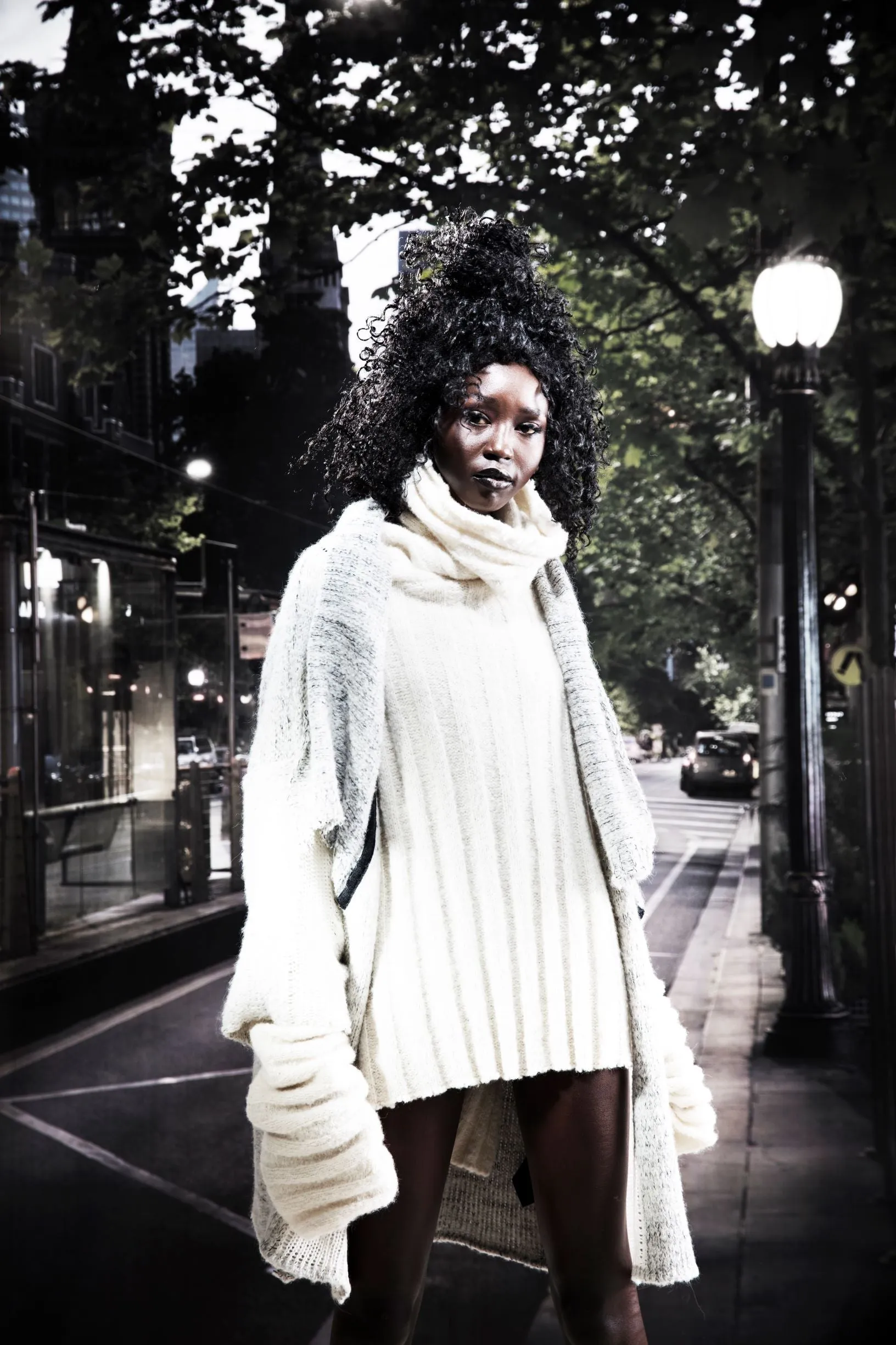 Alpaca kimono style cardigan with mesh detail - khaki