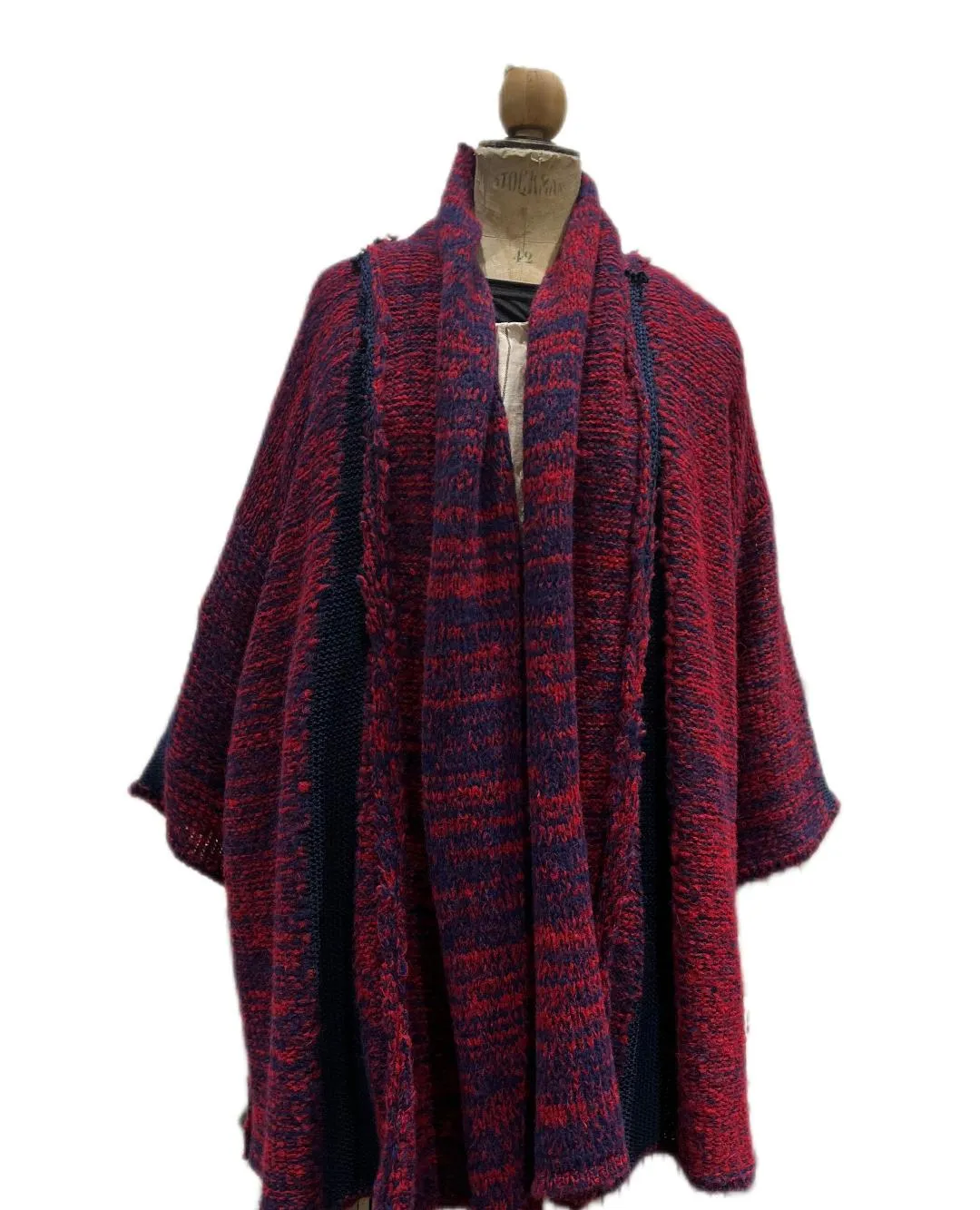 Alpaca kimono style cardigan with mesh detail - khaki