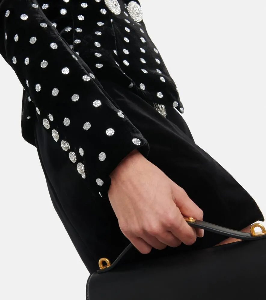 Balmain Polka-dot embellished velvet blazer
