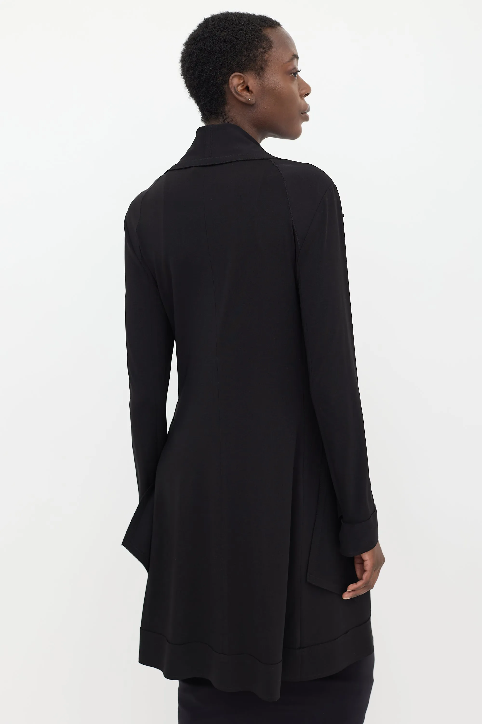 Black Ruffled Tie Coat