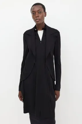 Black Ruffled Tie Coat