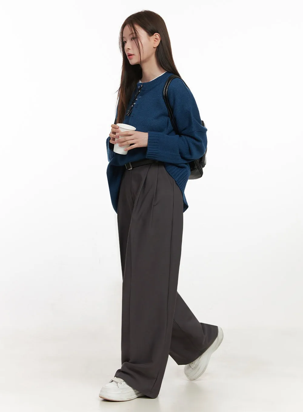 Classic Pintuck Wide-Fit Slacks IJ527