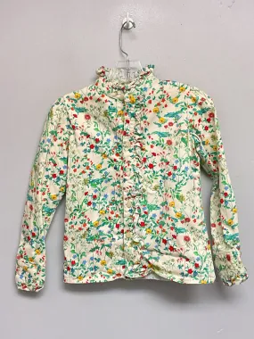 cPc Size 7 Green & Red Floral Cotton Blend Girls Blouses & Button Downs
