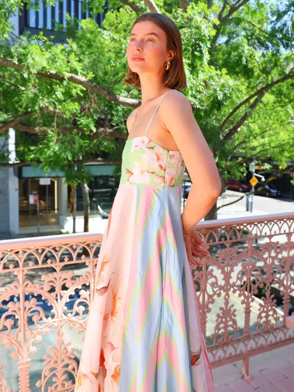 Floral Striped Dress for Trendy Summer Events