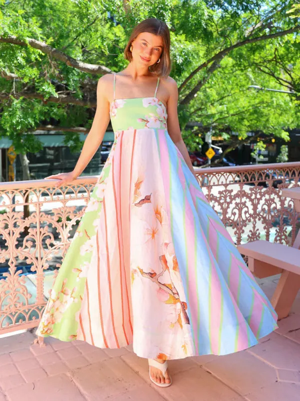 Floral Striped Dress for Trendy Summer Events