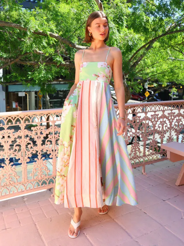 Floral Striped Dress for Trendy Summer Events