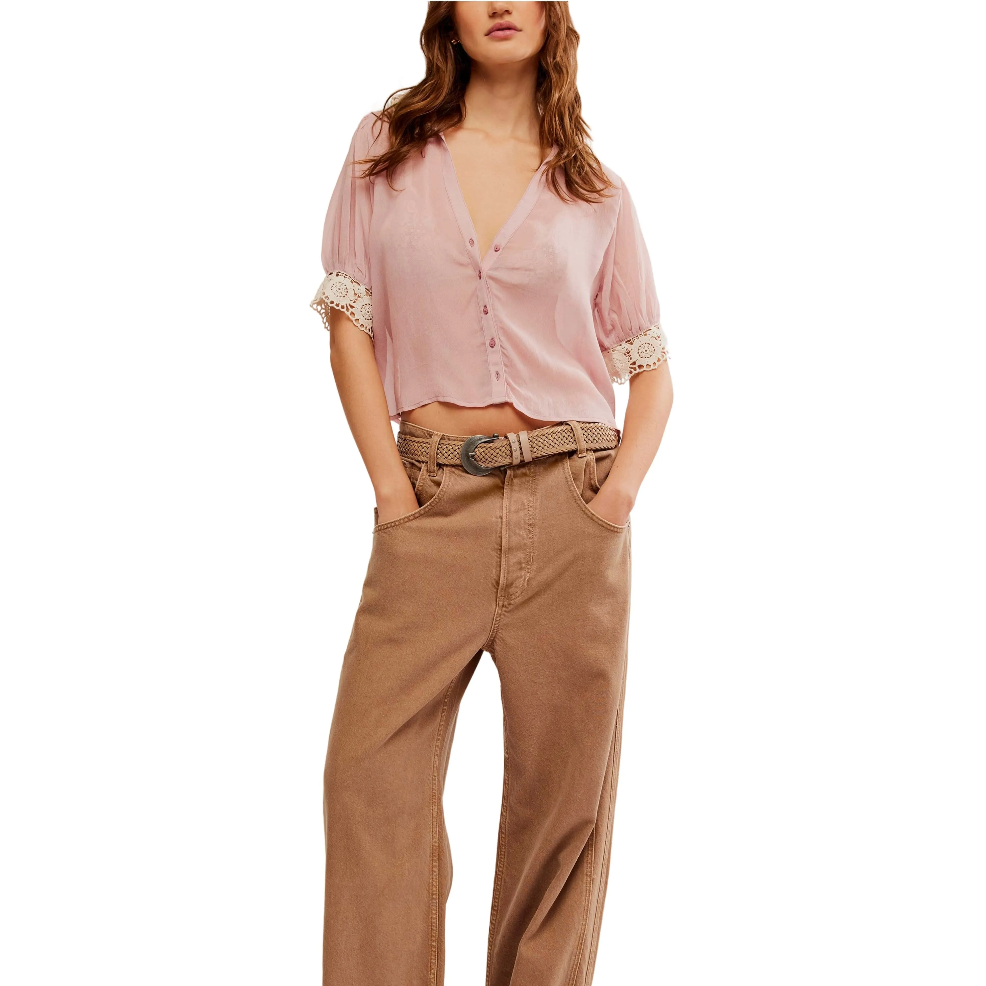 Free People My Love Blouse In Solid Mauve