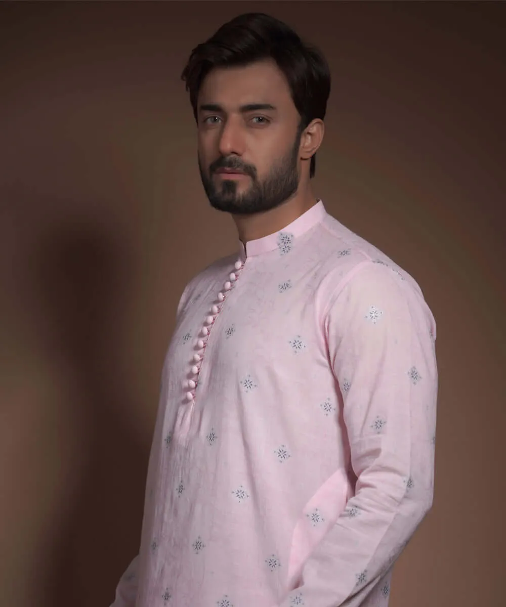Heavenly Pink Cotton Jacquard Kurta