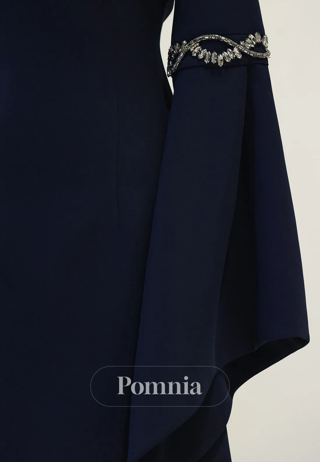 High Neck Long Sleeves Beads Formal Evening Dress