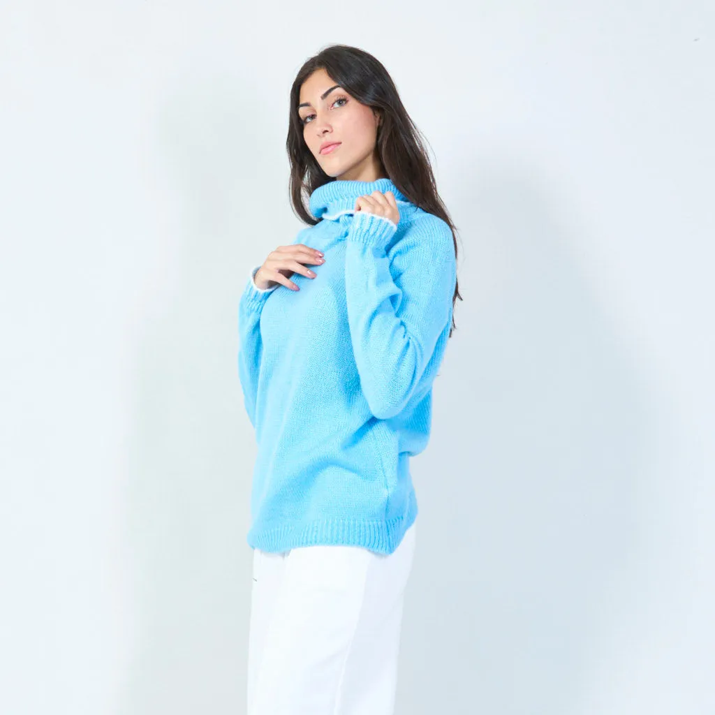 Off-shoulder knit sweater with wide collar wholesale