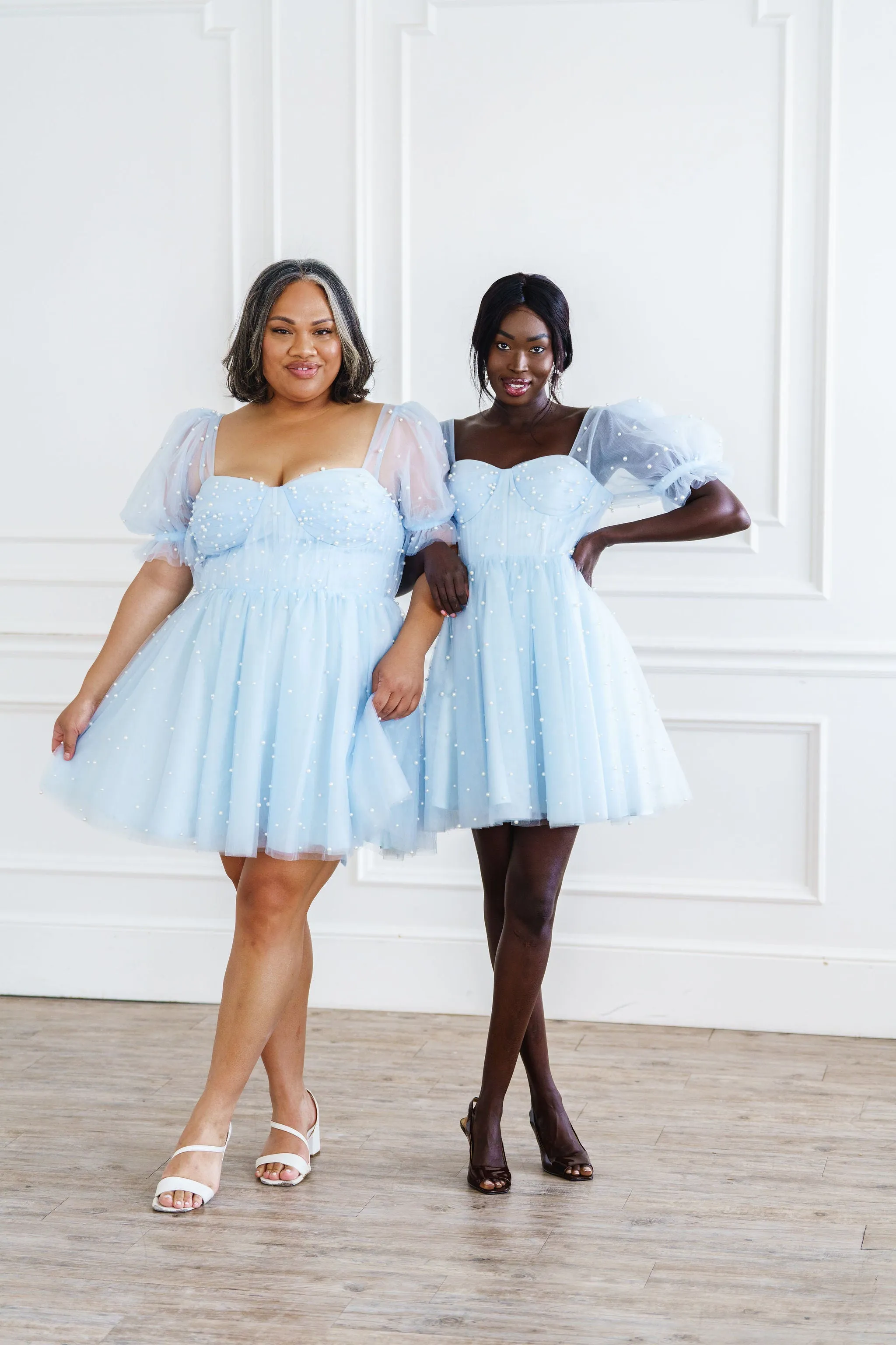 Pearl Mini Dress - Light Blue