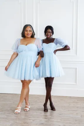 Pearl Mini Dress - Light Blue