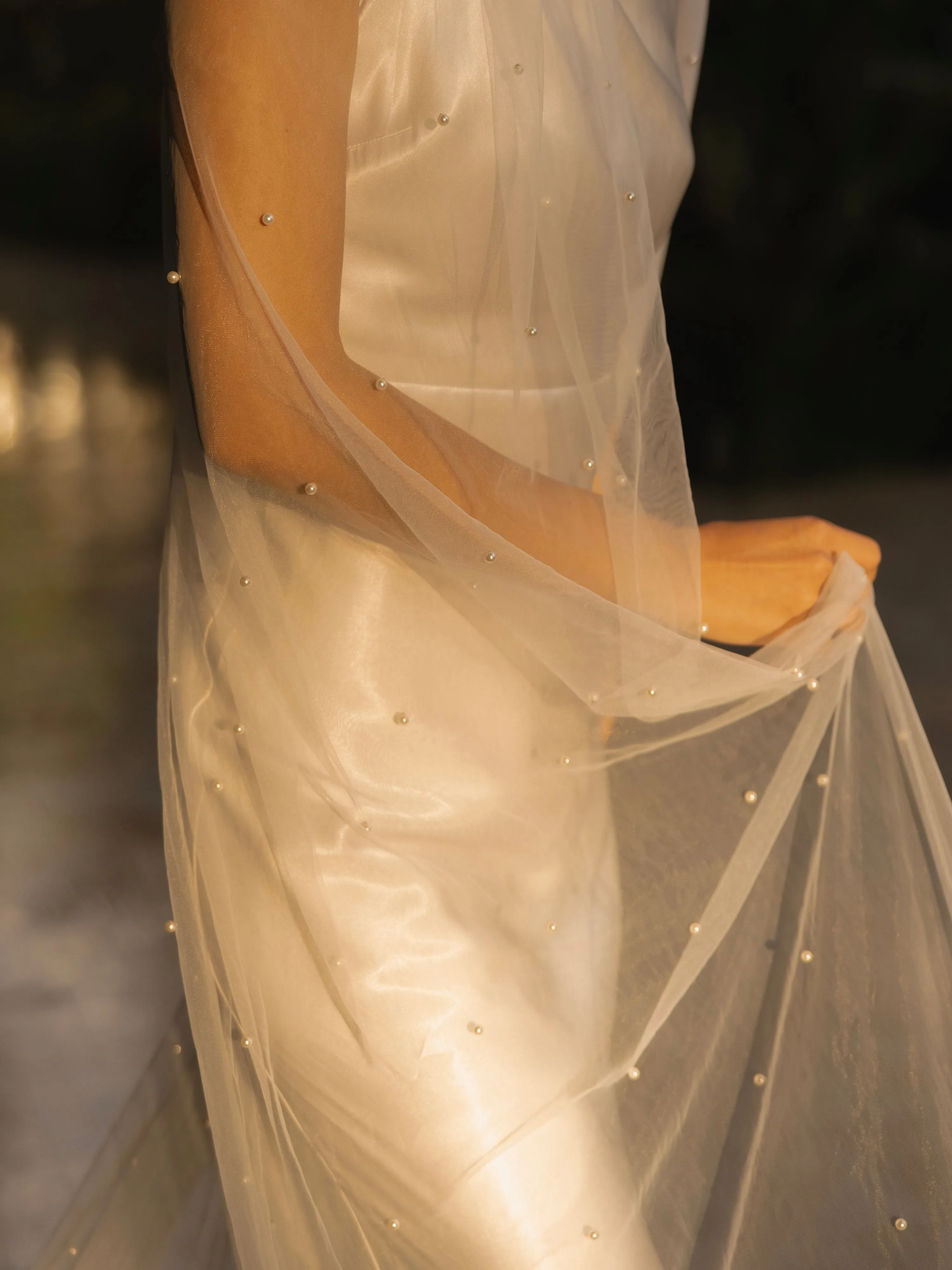 PEARL VEIL, SINGLE TIER, CATHEDRAL LENGTH