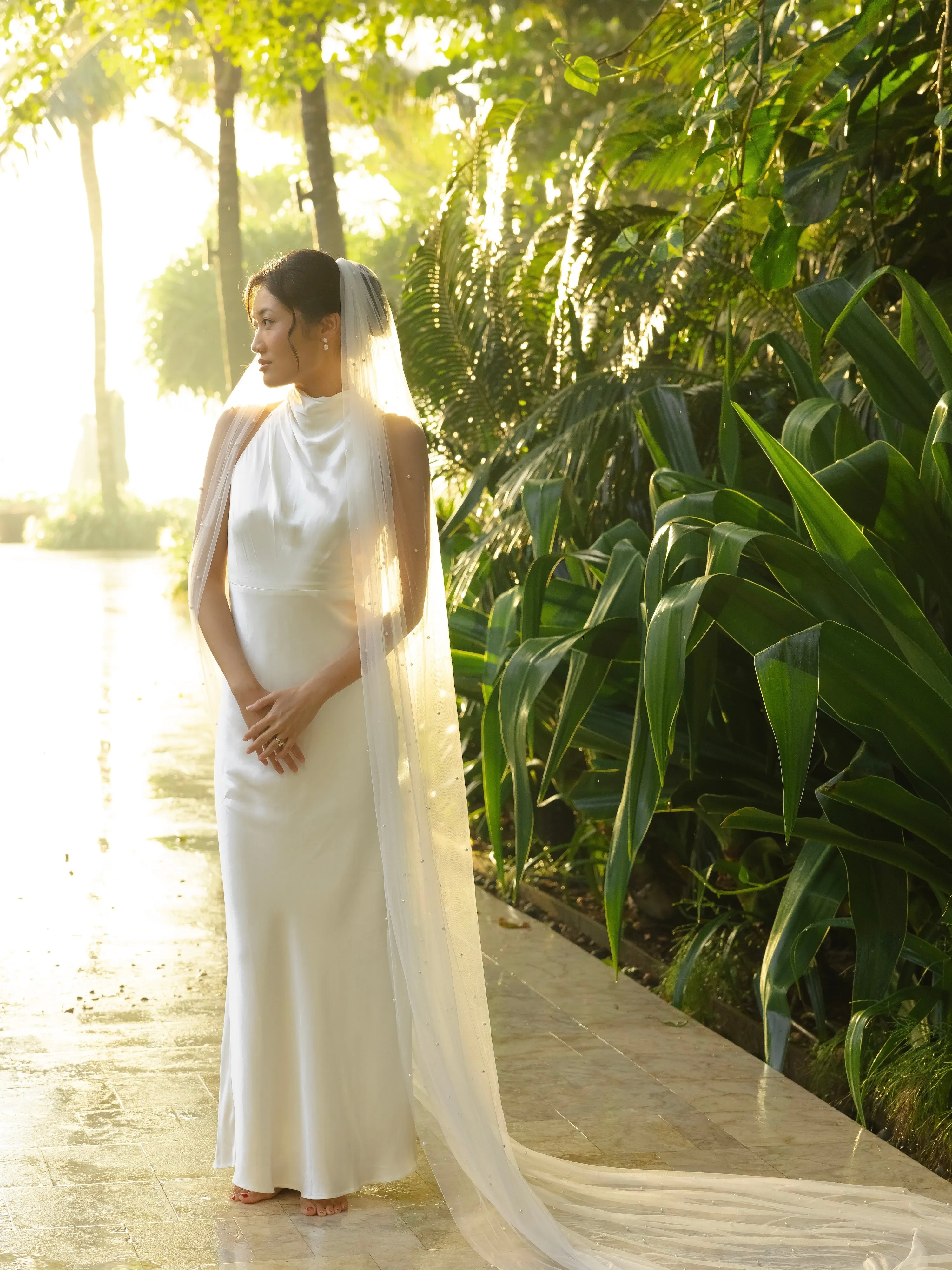 PEARL VEIL, SINGLE TIER, CATHEDRAL LENGTH