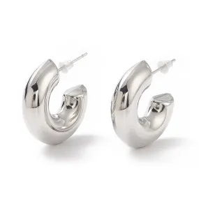 Platinum C Shape Chunky Hoops