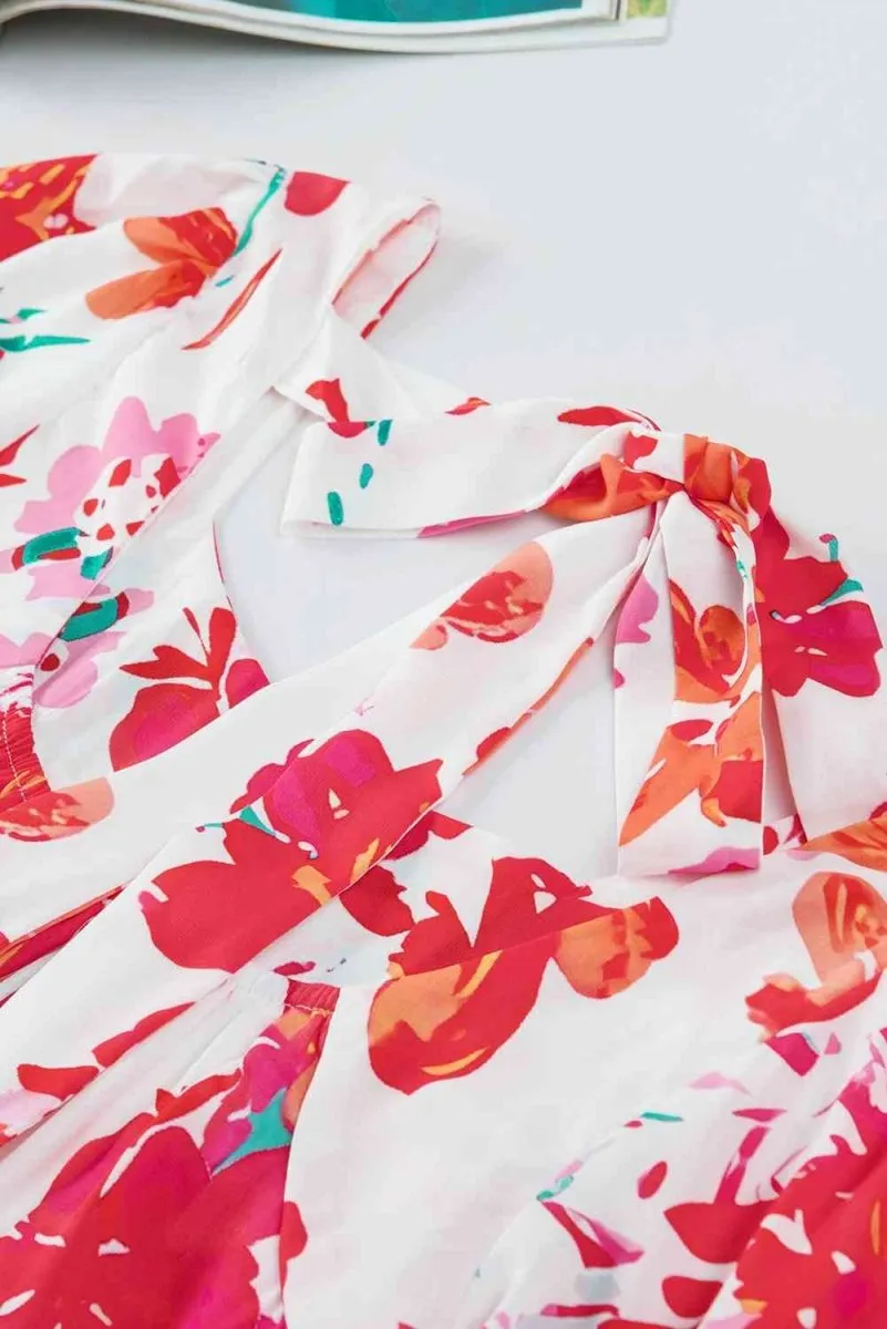 Poppy Petals Short Sleeve Floral Printed Blouse