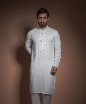 Powder Pastel Blue Rawsilk Kurta