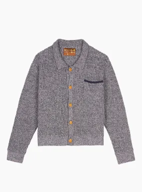 Rib Knit Button Up Sweater Blue