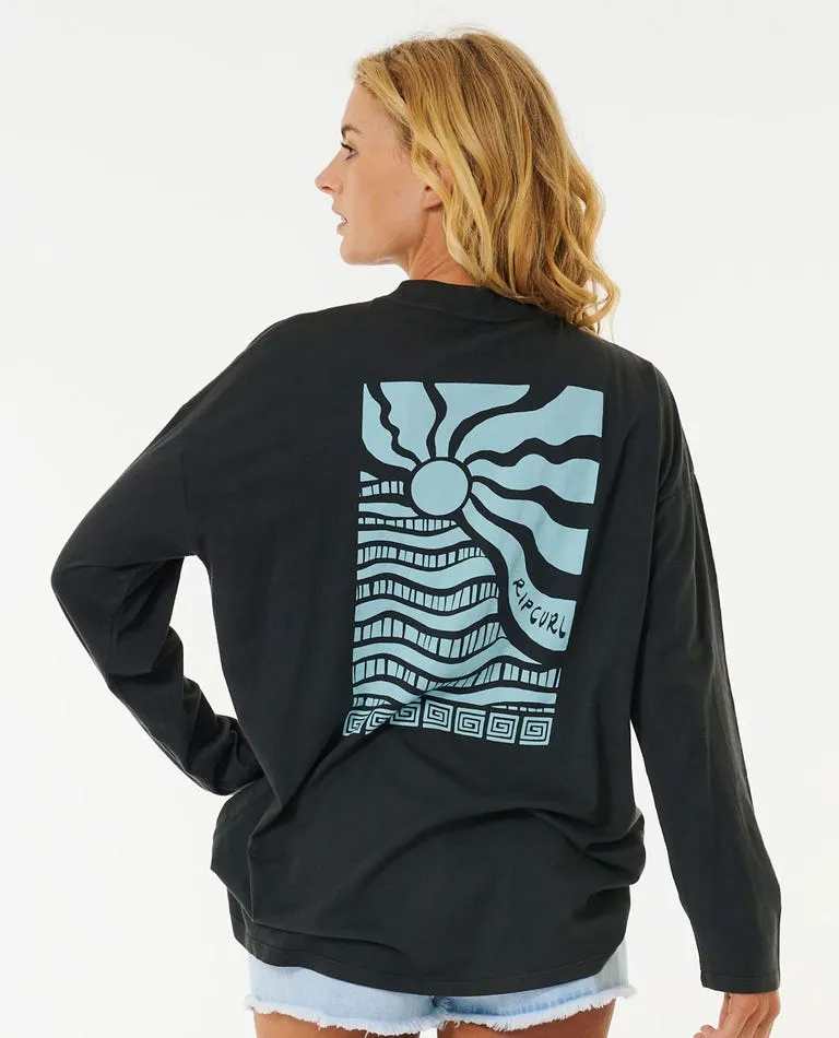 Rip Curl Ripple Oversize L/S Tee-Phantom