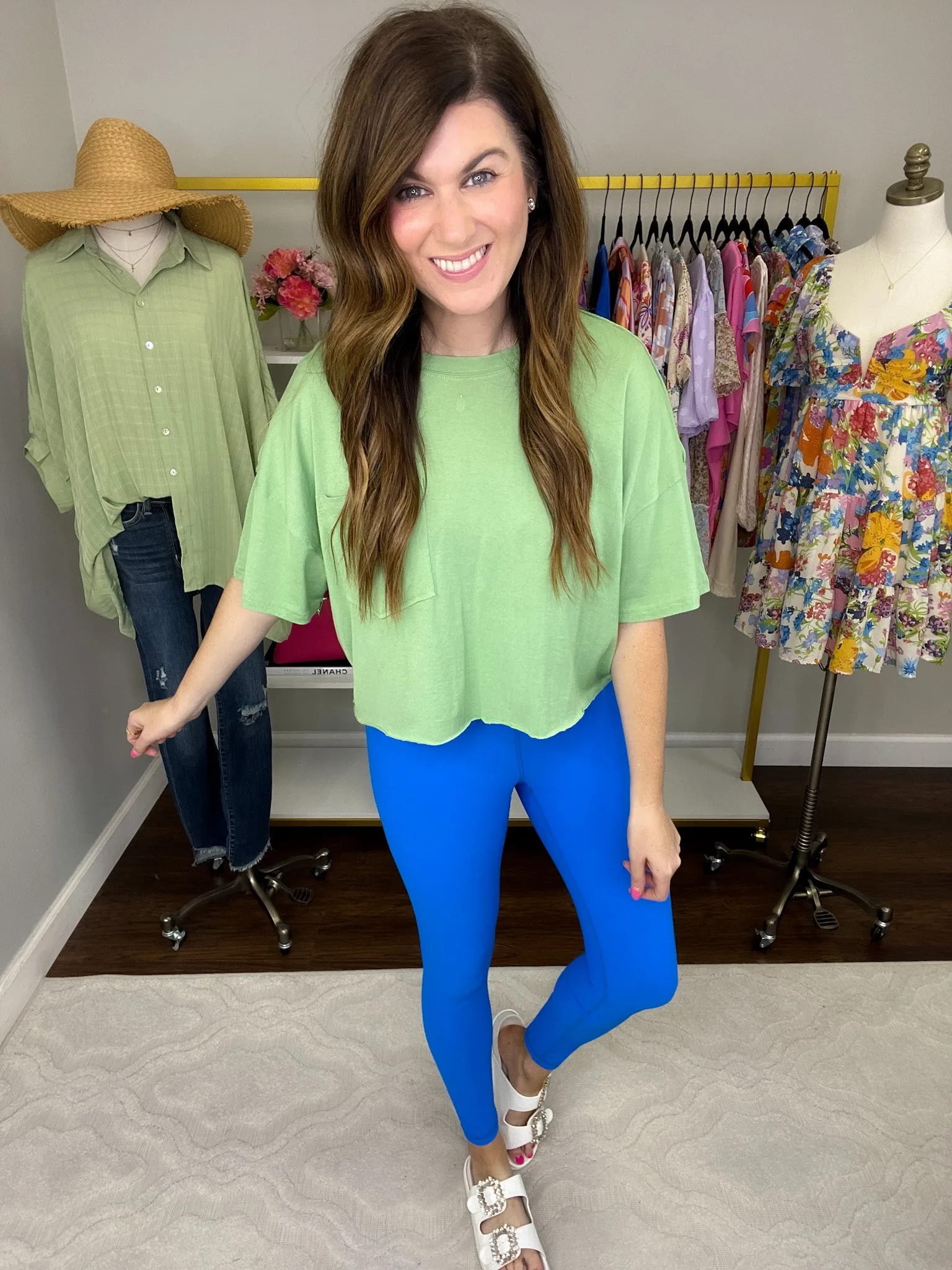 SALE! Mono B Laid Back Cropped Tee in Lime