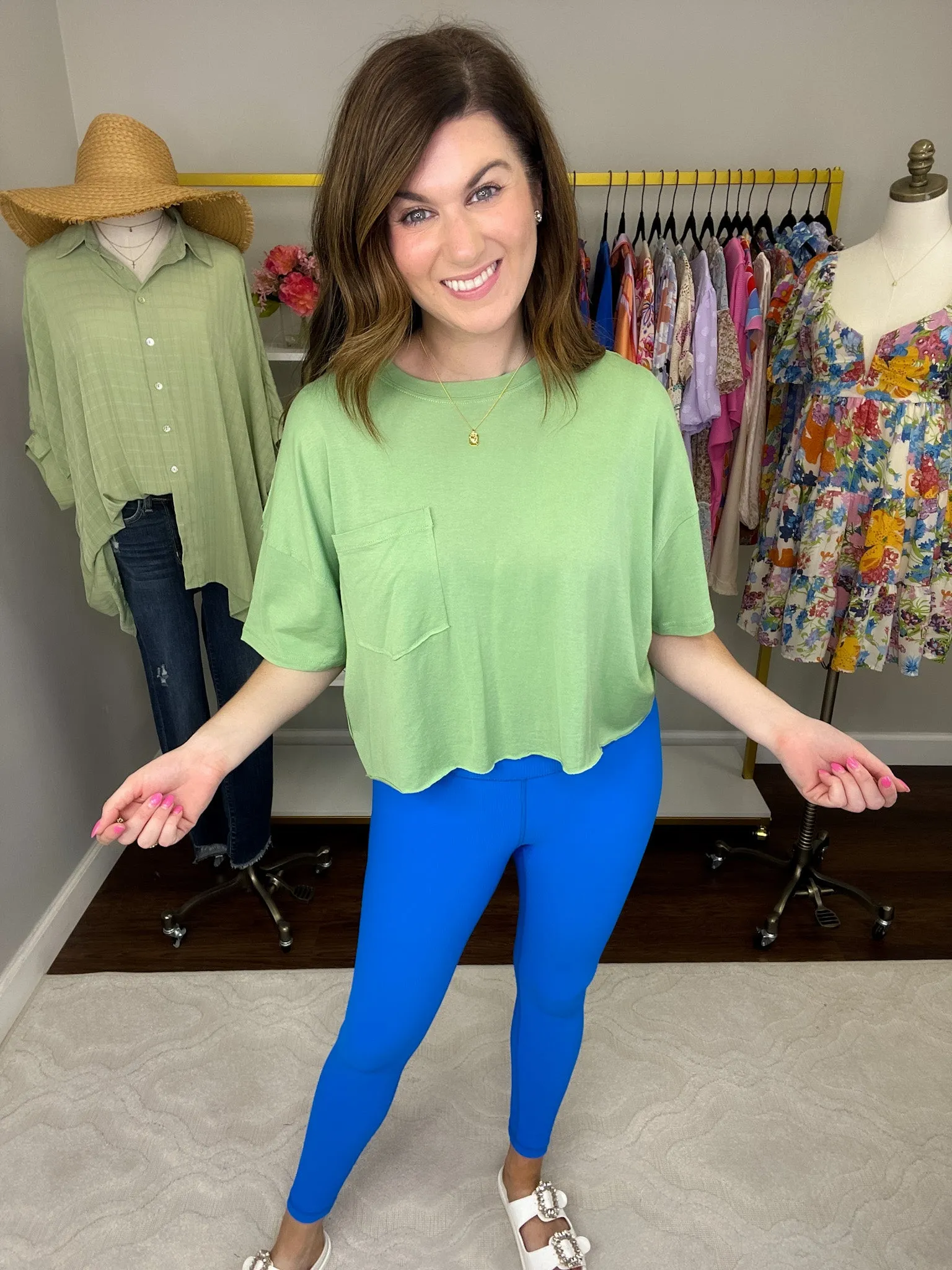 SALE! Mono B Laid Back Cropped Tee in Lime