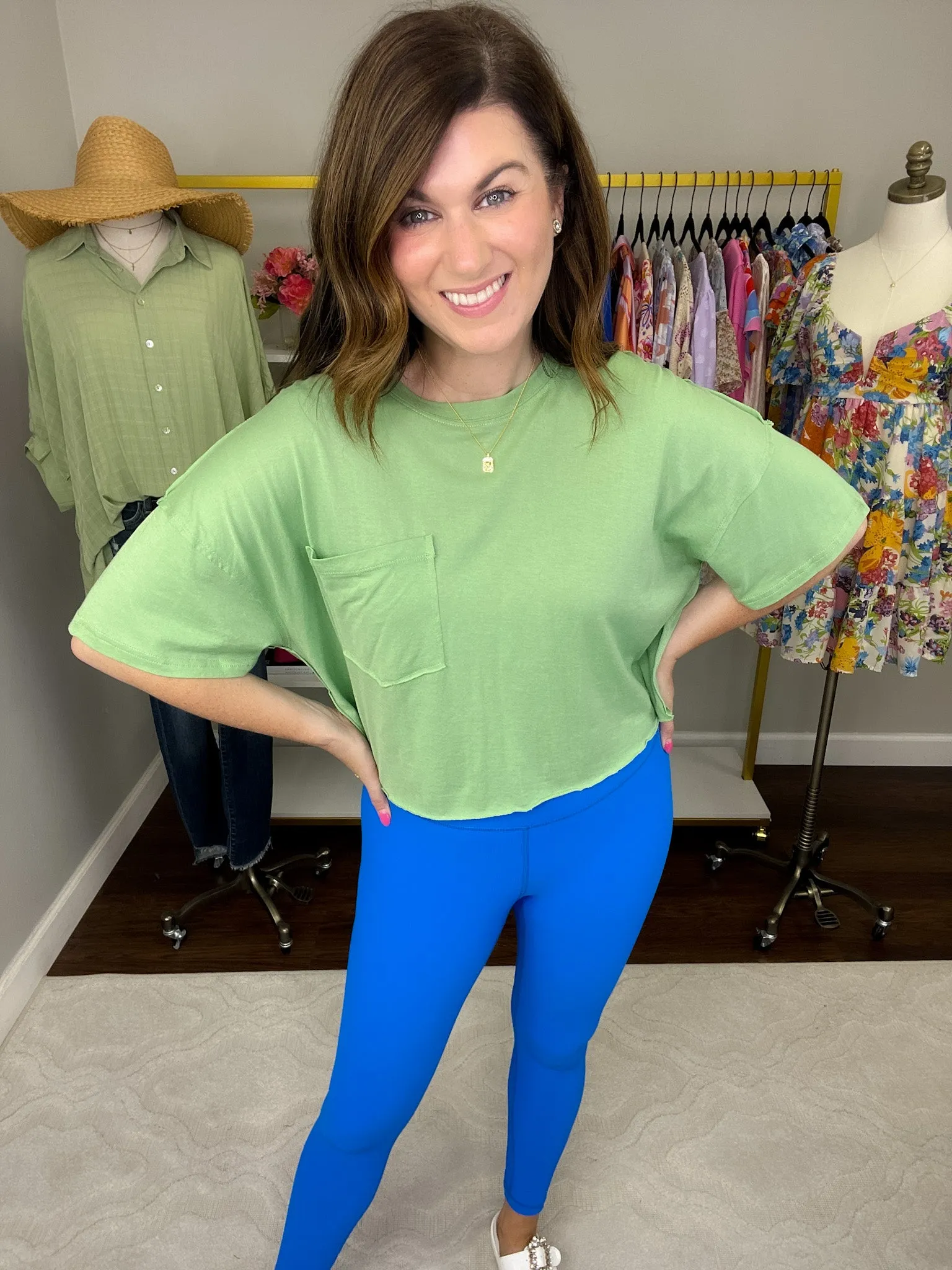 SALE! Mono B Laid Back Cropped Tee in Lime