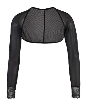Sheer Black Fine Mesh Mini Jacket Shrug Bolero