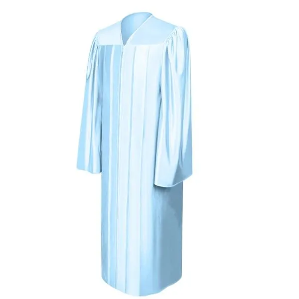 Shiny Light Blue High School Graduation Gown
