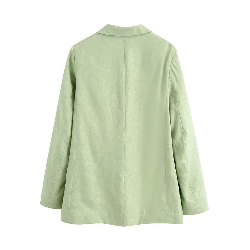SINGLE BUTTON LINEN BLAZER