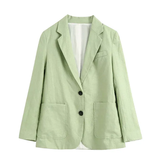 SINGLE BUTTON LINEN BLAZER