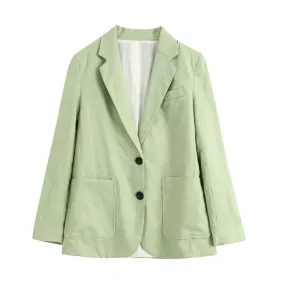 SINGLE BUTTON LINEN BLAZER