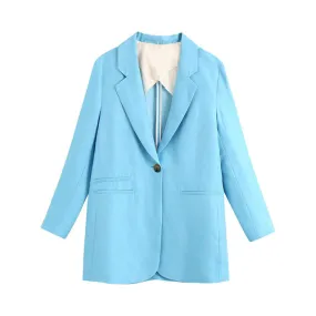 SINGLE BUTTON LONG STYLE BLAZER