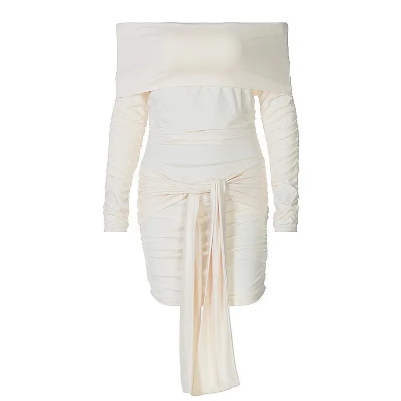 Trendy Ruched Knot Off-Shoulder Dress for Any Occasion