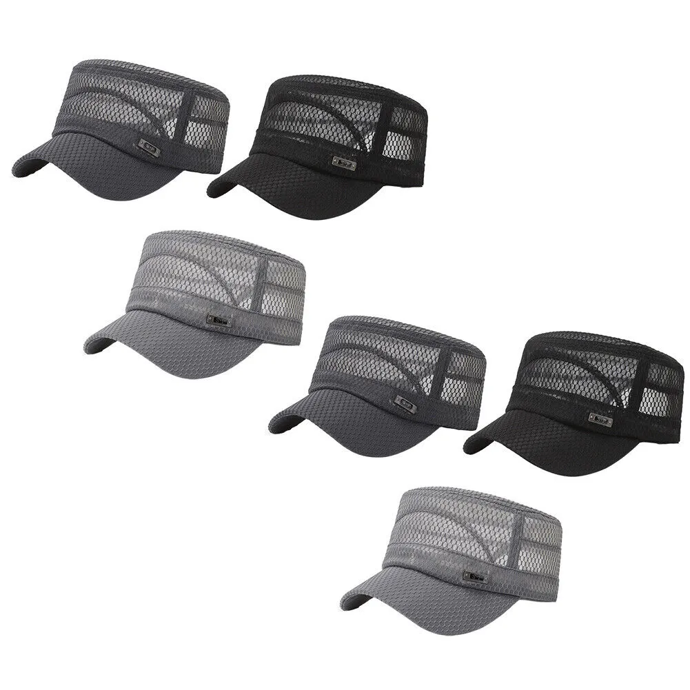 US 3-6 Pack Summer Men's Mesh Flat Cap Army Hat Cadet Castro Military Patrol Bas